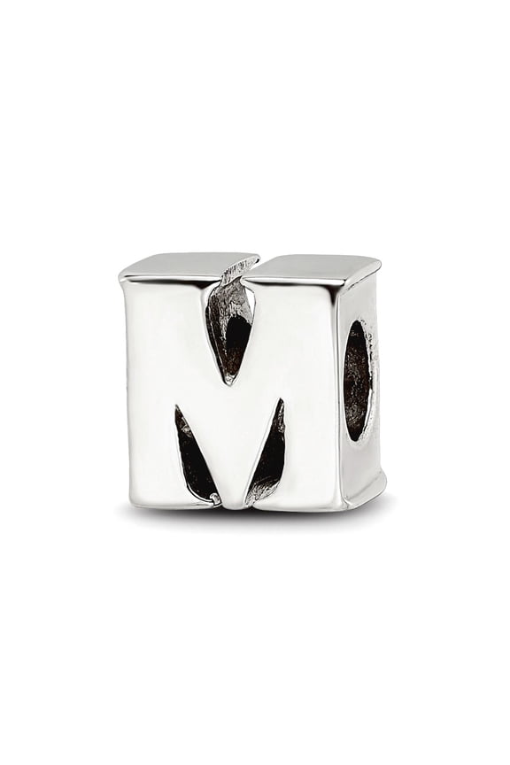 925 Sterling Silver Polished Reflections SimStars Letter Name Personalized Monogram Initial M Bead Charm 8.18x8.18mm Wid