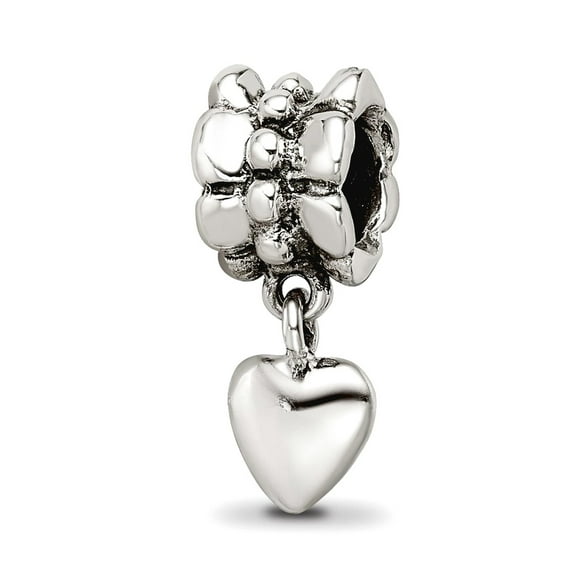 925 Sterling Silver Polished Oxidized Reflections SimStars Love Heart Dangle Bead Charm 20x6.36mm Wide Pendant Necklace
