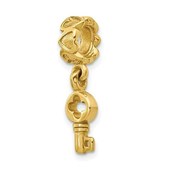 Reflection Beads QRS481GP Sterling Silver Gold-Plated Key Dangle with Hearts Bead, Polished