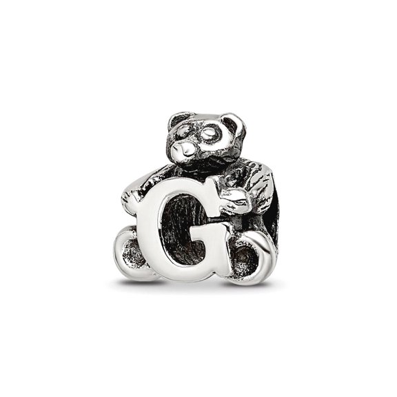 925 Sterling Silver Artisan Oxidized Reflections Teen Letter Name Personalized Monogram Initial G Bead Charm Pendant Nec