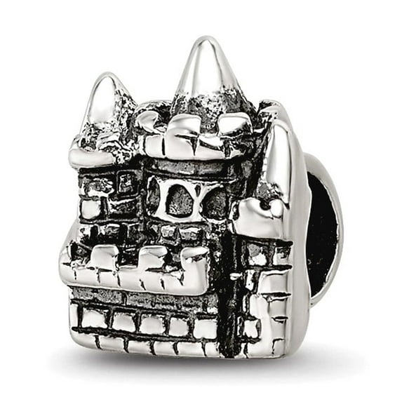 925 Sterling Silver Polished Oxidized Reflections SimStars Castle Bead Charm 9.09x7.27mm Wide Pendant Necklace for Women