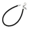 thumbnail image 1 of Reflections Sterling Silver Black Leather Lobster Clasp Bead Bracelet 8.25 inches, 1 of 3