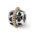 thumbnail image 1 of 925 Sterling Silver Oxidized and 14k Reflections SimStars Bali Bead Charm 10.91x7.27mm Wide Pendant Necklace for Women, 1 of 4