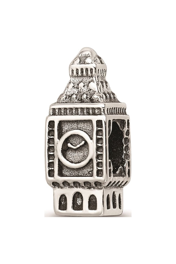 Sterling Silver Antique Finish 3D London Big Ben Clock Charm