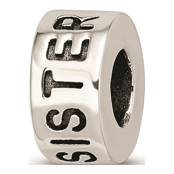Reflection Beads Sterling Silver Antique Finish Block Sister Charm
