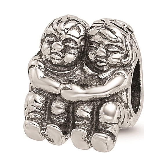 Reflection Beads Sterling Silver Antique Finish Boy & Girl Two Kids Charm