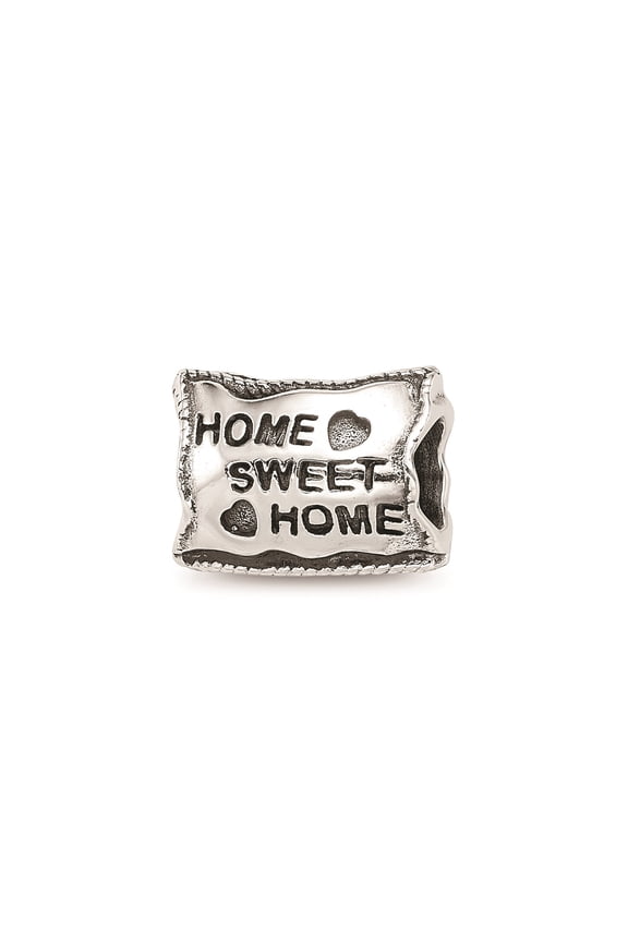 Sterling Silver Antique Finish Home Sweet Home Pillow Charm