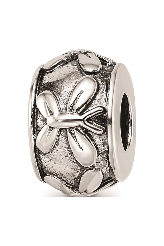 Sterling Silver Antique Finish Inlayed Butterfly Pattern Charm
