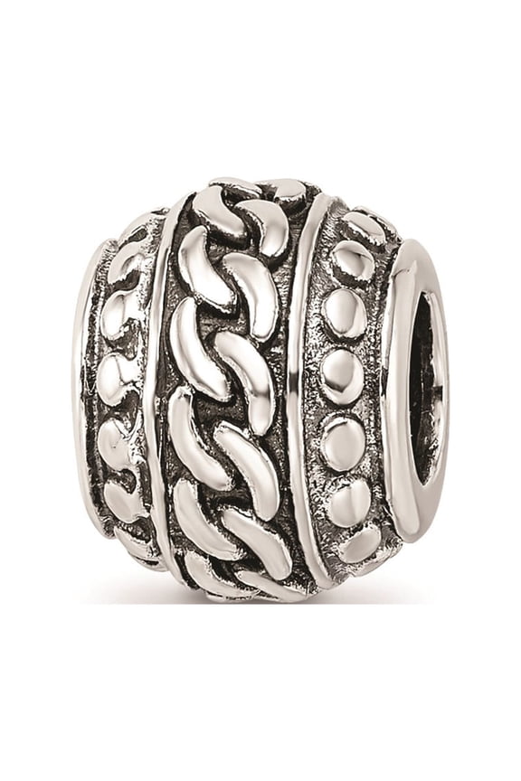 Sterling Silver Antique Finish Large Chain Link Pattern Charm
