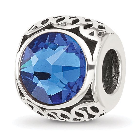 Reflection Beads Sterling Silver Antiqued Blue Crystal Bead