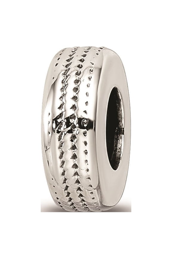 Sterling Silver Antiqued Rubber Textured Pattern Gripper Charm