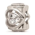 thumbnail image 1 of Reflection Beads Sterling Silver Clear CZ Double Heart Design Charm, 1 of 4