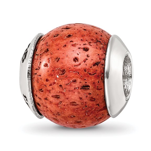 Reflection Beads Sterling Silver Coral Stone Bead