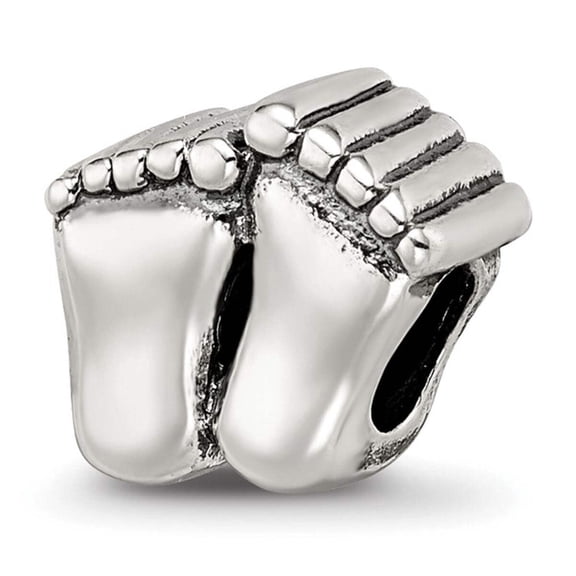 925 Sterling Silver Artisan Oxidized Reflections Big Feet Bead Charm Pendant Necklace 9.09x10.00mm Wide -  Jewelry Gift