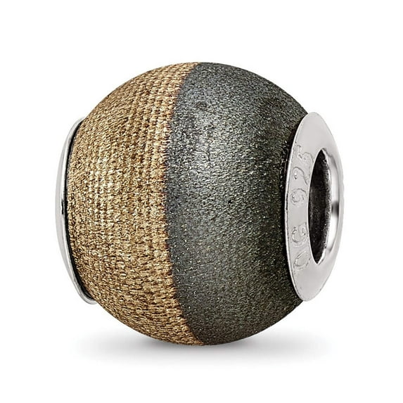 Reflection Beads Sterling Silver Gold-Plated Laser Etched & Black Matte Bead - Polished & Antiqued