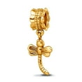 thumbnail image 1 of 925 Sterling Silver Polished Gold Plated Reflections Dragonfly Dangle Bead Charm 10x6.36mm Wide Pendant Necklace for Wom, 1 of 2