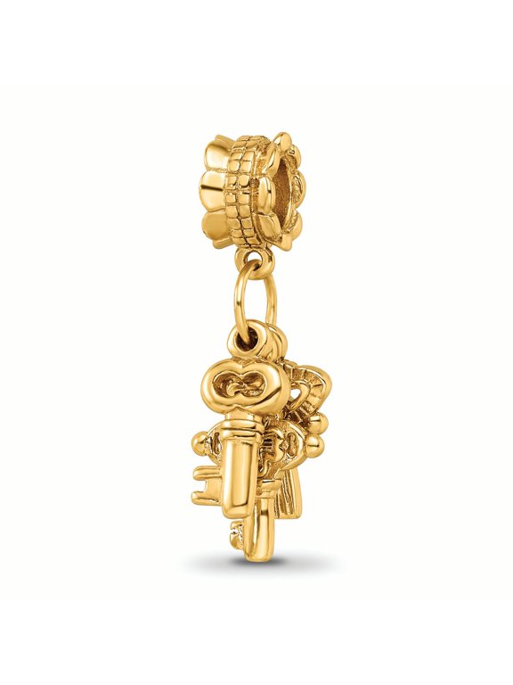 Sterling Silver Gold-plated Reflections Three Keys Dangle Bead