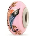 thumbnail image 1 of Reflection Beads Sterling Silver Hand Paint Pink Nuthatch Bird Fenton Glass Charm, 1 of 6