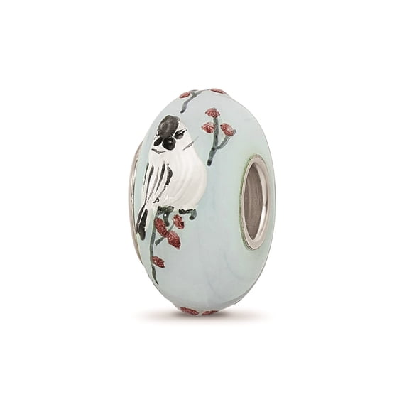 Reflection Beads Sterling Silver Hand Painted Fluffy Tufty Fenton Glass Charm