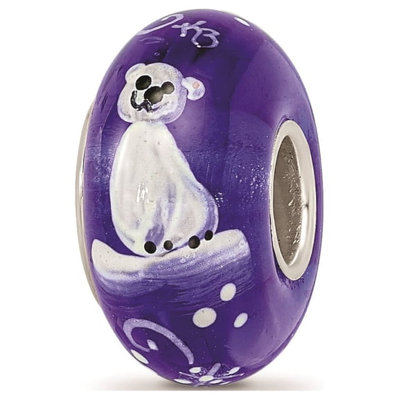 Reflection Beads Sterling Silver Hand Painted Little Nora Bear Fenton Glass Charm