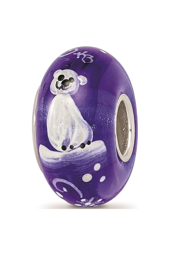 Sterling Silver Hand Painted Little Nora Bear Fenton Glass Charm