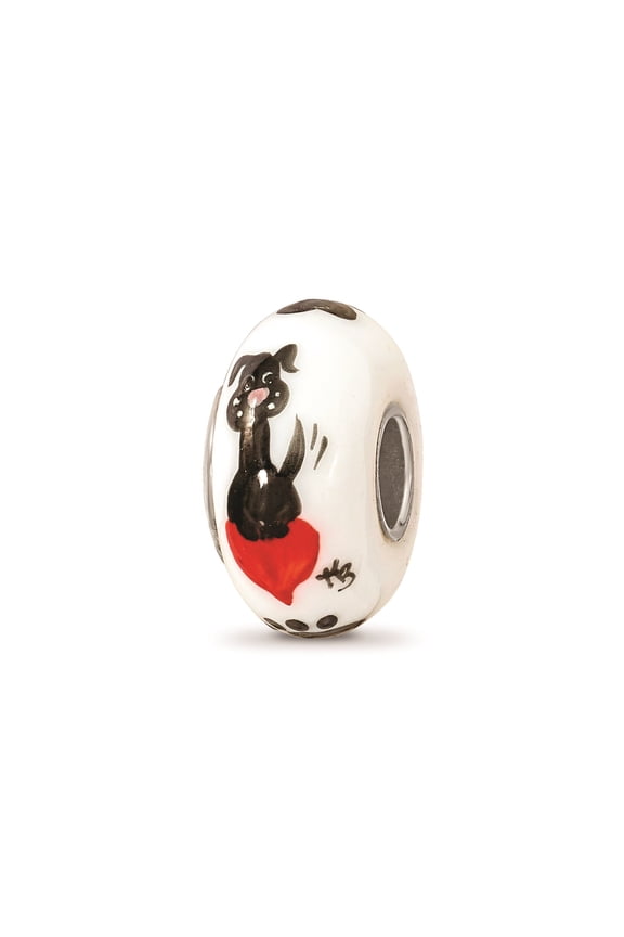 Sterling Silver Hand Painted Muttley Dog Fenton Glass Charm