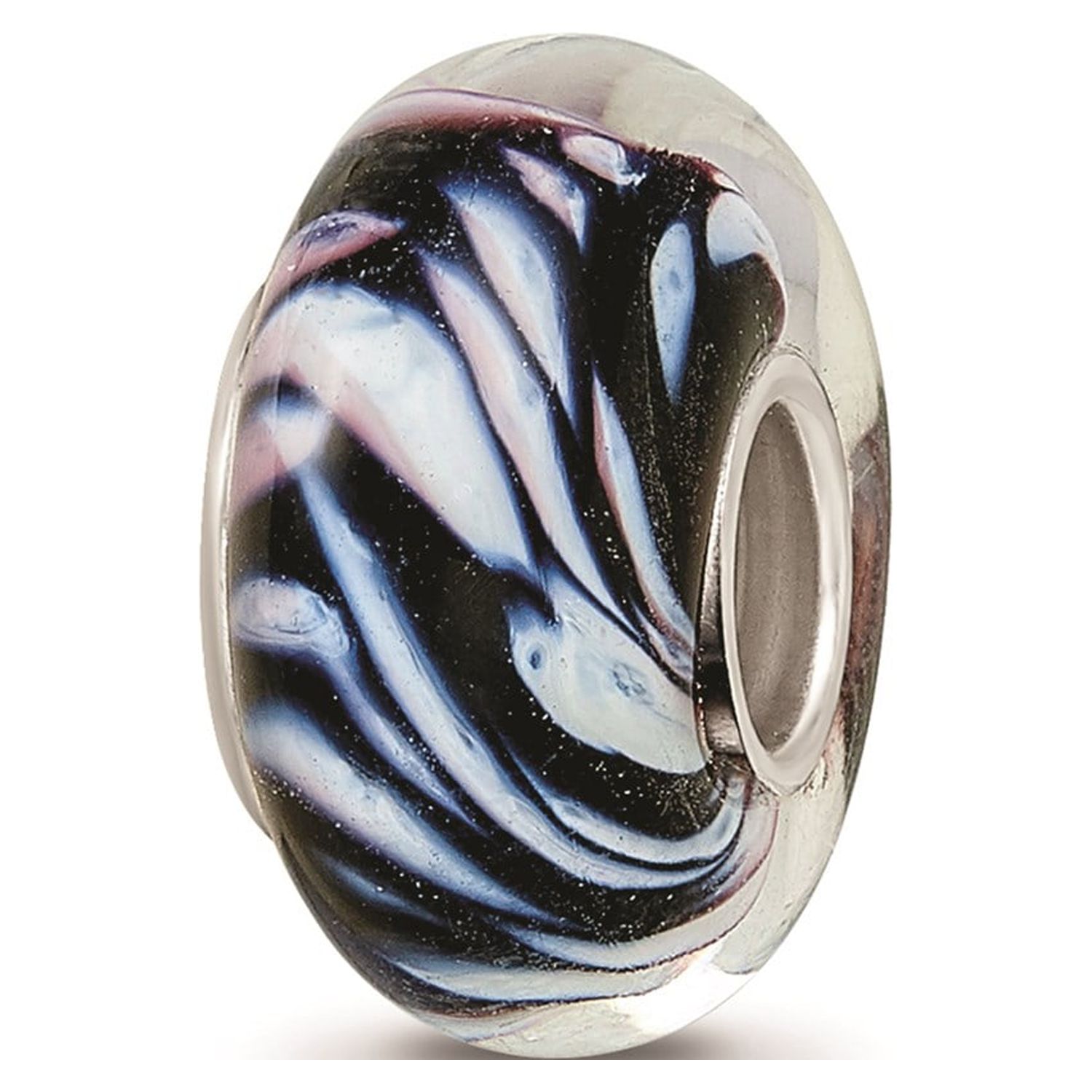 Reflection Beads Sterling Silver Hand Painted Swirling Snow Fenton ...