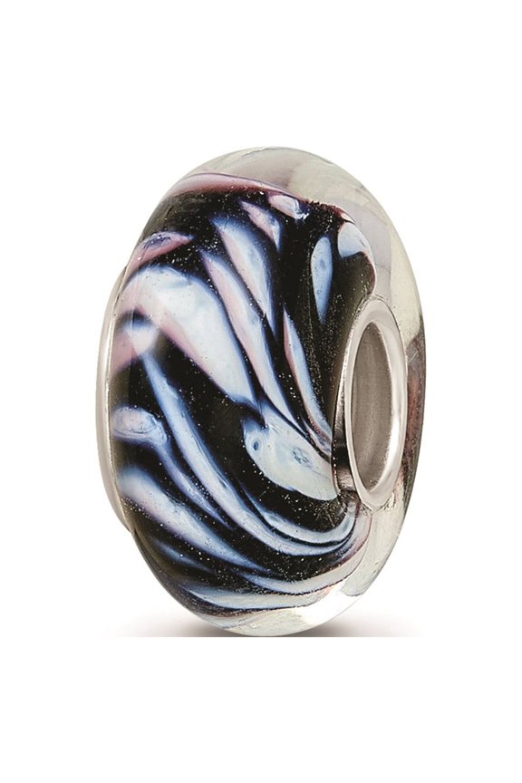 Sterling Silver Hand Painted Swirling Snow Fenton Glass Charm