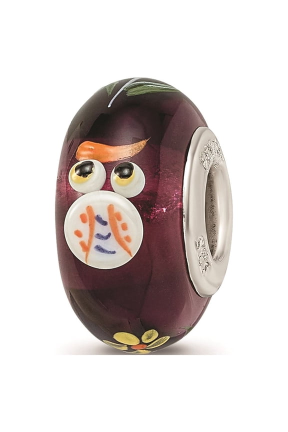 Sterling Silver Hand Painted Whooo! Owl Fenton Glass Charm