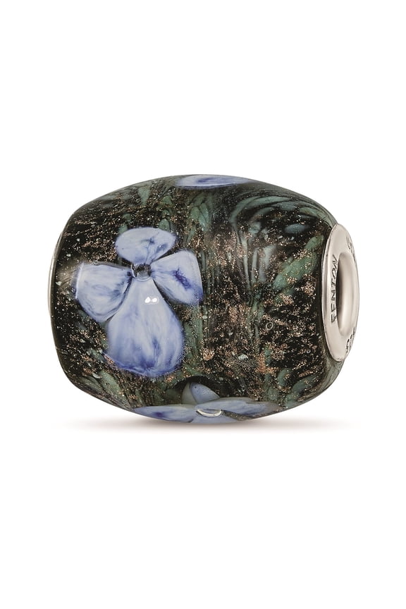 Sterling Silver HandPaint Hydrangea Moonlight Fenton Glass Charm