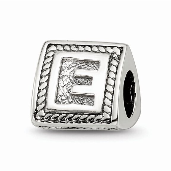 Reflection Beads Sterling Silver Letter E Triangle Block Bead