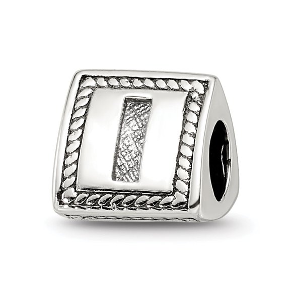 Reflection Beads Sterling Silver Letter I Triangle Block Bead