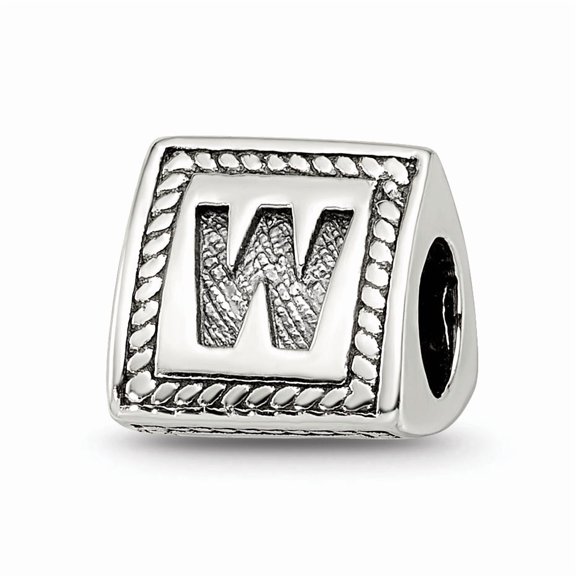 Reflection Beads Sterling Silver Letter W Triangle Block Bead