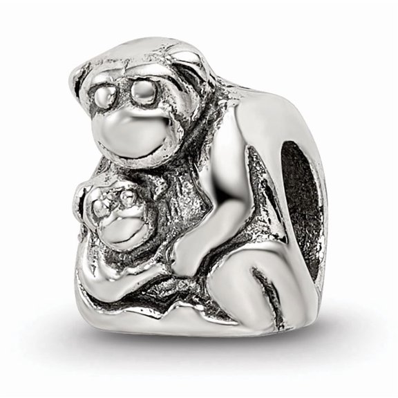Reflection Beads Sterling Silver Mama & Baby Monkey Bead