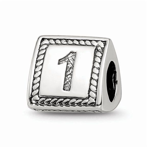Reflection Beads Sterling Silver Number 1 Triangle Block Bead