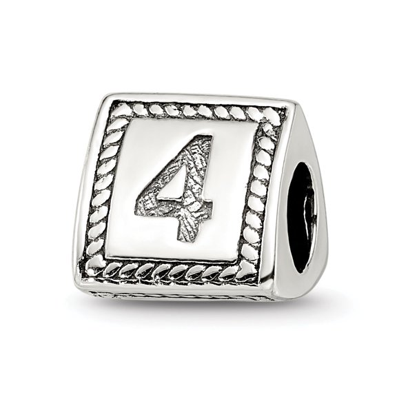 Reflection Beads Sterling Silver Number 4 Triangle Block Bead