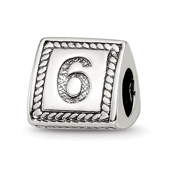 Reflection Beads Sterling Silver Number 6 Triangle Block Bead