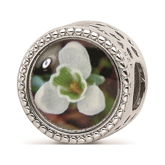Reflection Beads Sterling Silver Overlay Design January Snowdrop Flower Charm
