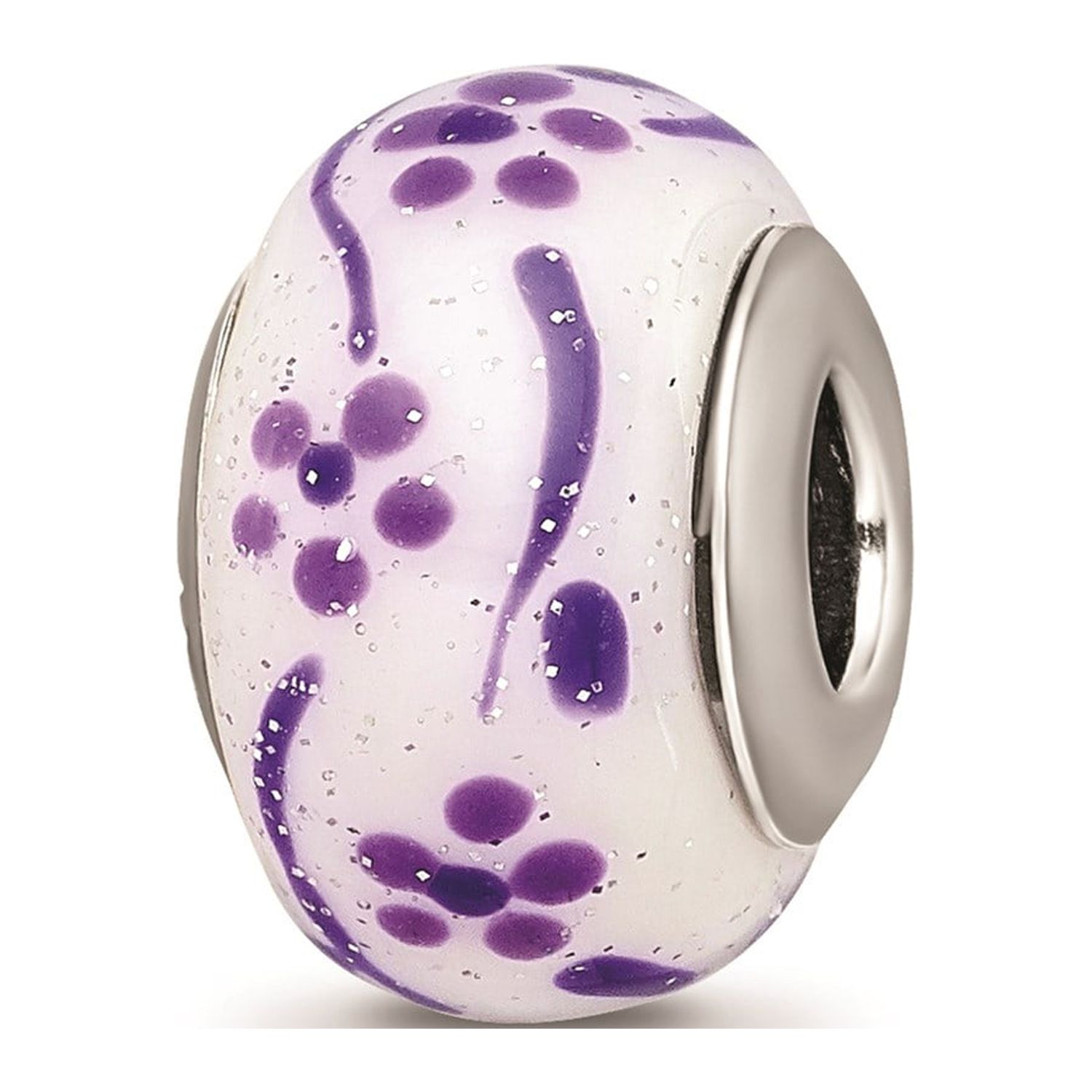 Reflection Beads Sterling Silver Purple Glitter Flower Italian Glass ...