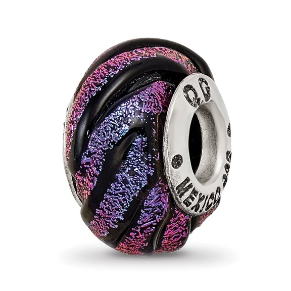Reflection Beads Sterling Silver Purple Swirl Dichroic Glass Bead