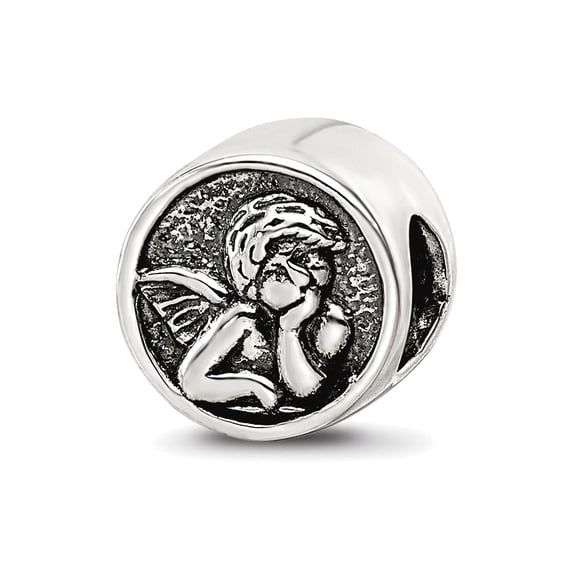 925 Sterling Silver Polished Oxidized Reflections Religious Guardian Angel Bead Charm 9.09x9.09mm Wide Pendant Necklace