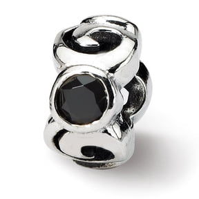 Reflection Beads Sterling Silver Reflections Black CZ Bead
