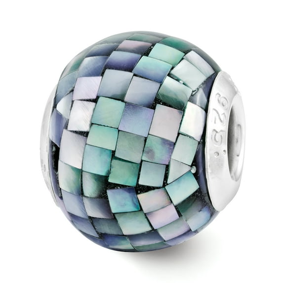Reflection Beads Sterling Silver Reflections Black Mother of Pearl Mosaic Bead