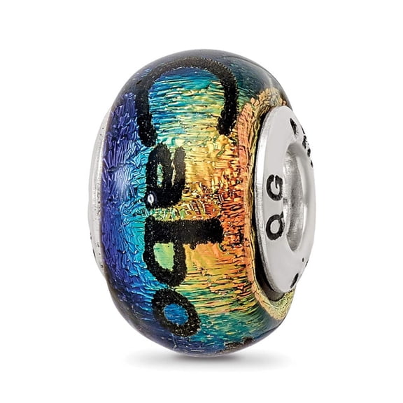 925 Sterling Silver Reflections Cabo Dichroic Glass Bead Charm 12.73x9.09mm Wide Pendant Necklace for Women