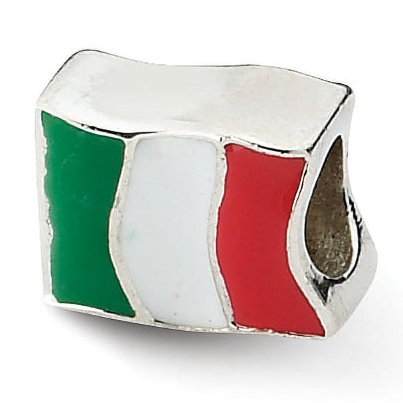 Reflection Beads Sterling Silver Reflections Enameled Italy Flag Bead