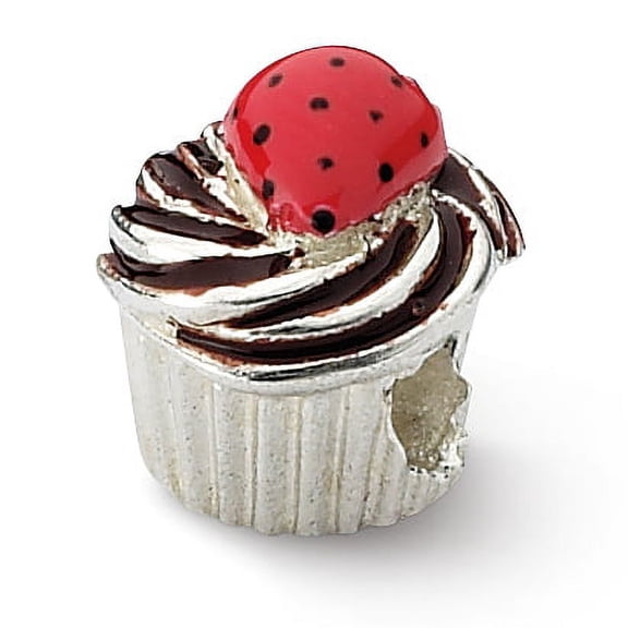 Reflection Beads Sterling Silver Reflections Enameled Strawberry Cupcake Bead
