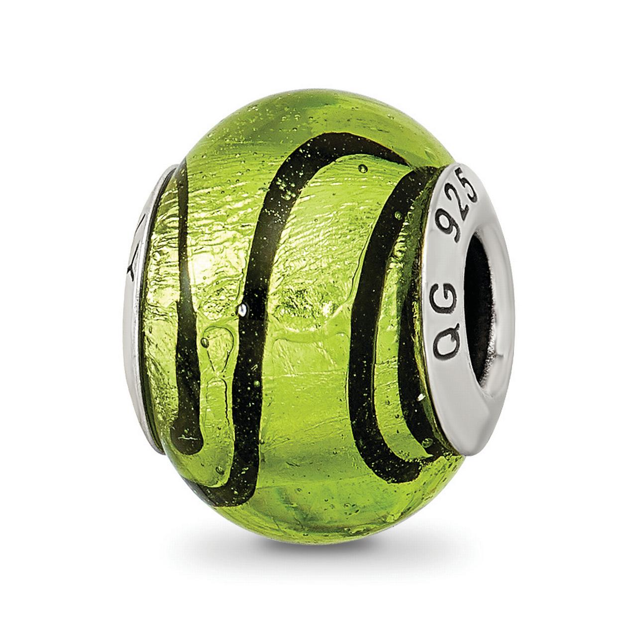 Reflection Beads Sterling Silver Reflections Green/Black Italian Murano Bead - image 1 of 3
