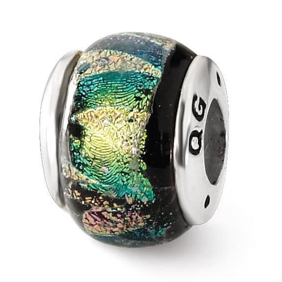 Reflection Beads Sterling Silver Reflections Green Dichroic Glass Bead