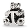 thumbnail image 1 of 925 Sterling Silver Oxidized Reflections Letter Name Personalized Monogram Initial T Bead Charm 7.27x7.27mm Wide Pendant, 1 of 2