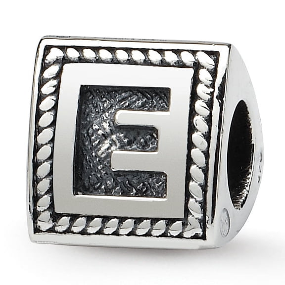 Reflection Beads Sterling Silver Reflections Letter E Triangle Block Bead